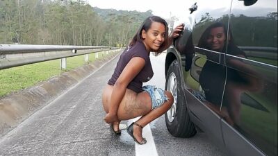 Ebony teen pee